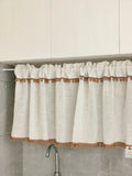 Kitchen Curtains Faux Linen Textured Small Cafe Window Curtain with Pom Pom Over Sink Light Filtering Short Curtain for Bathroom
