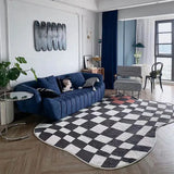 New Trendy Modern Art Checkerboard Living Room Carpet Large Area Decoration Girl Room IG Special-shaped Fluffy Soft Thick Rug