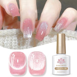 Green Guava Gel Nail Polish Cat Magnetic Light 10ml Sparkling Glass Bead Soak Off UV LED Varnish Salon Maniucre