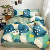 Nordic Style Pure Cotton Printed Bedding Sets Ultra Soft and Skin Friendly Fitted Sheet Kit Home Twin Bedclothes for Adults