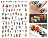 3D Luminous Nail Stickers Decals Black White Spider Web Skull Alien Planet Glow In The Dark Halloween Manicure Foils Tattoo Tips