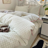 Simple Striped Bedding Set Washed Cotton Duvet Cover Sheet Pillowcase Queen King Size Boys Adults Bed Linens