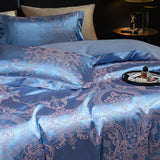 Luxury Jacquard and 60S Cotton Patchwork Soft Silky Bedding Set Duvet Cover Set Bed Sheet/Fitted Sheet Pillowcases 4Pcs