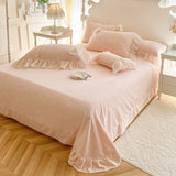 Winter Thickened Warm Milk Velvet Flowers Lace Ruffles Princess Bedding Set Duvet Cover Bed Sheet Quilted Bedspread Pillowcases