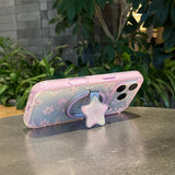 2 IN 1 Cute Flower Dot Magnetic Grip Tok Wireless Charge Phone Case for iPhone 16 15 14 13 17 Pro Max For Magsafe Bumper Cover