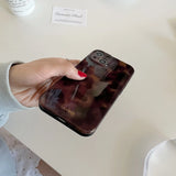 Retro Brown Amber Pattern Shockproof Protective Phone Cover Case for iPhone 16 15 14 13 12 11 Pro Max Plus