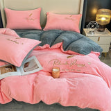 Coral velvet milk velvet four-piece set single winter sheet thickened single bed cover dormitory crystal velvet embroidered bed