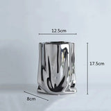 Silver Ruffled Flower Vase Ceramic Vase Porcelain Flower Arrangement Decoration Bag Shape Terrarium Home Decoration Vases Pots