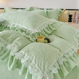 Luxury Thickened Carved Velvet Lace Ruffles Princess Bedding Set Queen King Size Plush Duvet Cover Bed Sheet Pillowcase