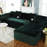 Solid Color Velvet Chenille Non-slip Sofa Cover, Elastic 1/2/3/4 Seater Thickened Full Coverage Slipcover Universal Fit L Shaped