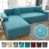 Water-resistant Thicken Sofa Cover 1/2/3/4 Seaters Leaf Jacquard Solid L Shaped Slipcover Elastic Full Wrap Corner Couch Cover