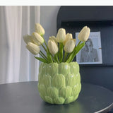 Tulip Pot Embossed Flower Hand-made Ceramic Vase Planting Utensil Flower Pot Tulip Vase Home Decoration Accessories