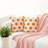 Orange Pillowcase Love Embroidered Pillow Round Spot Pillow 45x45 for Home Sofa Embroidered Cushions Covers Warm Color