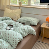Ins Nordic Bedding Set Simple Style Polka Dot Duvet Cover Set Soft Flat Sheet Single Twin Size Double Bed Sheet Set For Bedroom