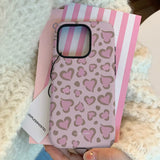 Ins Pink Strawberry Leopard Print  Hard Case for IPhone 16 15 14 13 Pro Max 14 Plus Back Phone Cover for 12 Mini 11 Pro Max