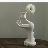 Ceramic Hand Roses Candle Desk Decoration Minimalism Flower Shape Candlestick Candle Stand Modern Decor