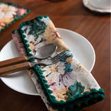 Jacquard Embroidered Table Runner Countryside Flowers Table Reusable Decor Home Kitchen Table Dining Runners Party Decorations