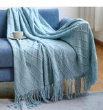 Herringbone Faux Cashmere Throw Blanket Lightweight Fuzzy Soft Cozy with Chevron Fringe Travel-Friendly Farmhouse Christmas Gift