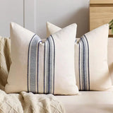 Striped Textured Throw Pillow Covers Boho Decorative Cushion Covers for Couch Sofa Bed Farmhouse & Modern Living Room Decor