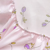 Purple Flower Bed Sheets Single/Queen/King Size Fitted Bed Sheet with Elastic Band drap de lit High Quality Mattress Cover 180