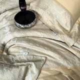 Champagne 1000TC Egyptian Cotton Yarn-dyed Jacquard Embroidery Luxury Bedding Set Duvet Cover Set Bed Sheet Pillowcases 4Pcs