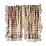 American Pastoral Style Checkered Pattern Ruffle Curtain Enclosure Kitchen Door Curtains Cafe Living Room Window Kitchen Decor