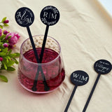 Ikeehome  Personalized Acrylic Drink Cocktail Stirrer Custom Engraved Wedding Party Decoration Logo Cocktail Swizzle Stirrers for Party