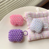 Luxury DIY Shiny Laser Purple Pink White Pearl Soft Earphone Case for Apple AirPods 4 3 2 Cover With Keychain for AirPods Pro 2