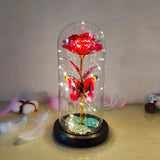 Gift Floral Rose Flowers Glass Rose Lighted Artificial Roses For Anniversary Romantic Gift Valentine'S Day