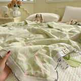 Princess Summer Quilt Washed Cotton Air Conditioner Student Dormi Thin Quilt With Lace Skin-friendly Soft Blanket Home Textiles