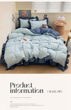 Princess Style Bedding Set Soft Solid Color Ruffle Duvet Cover Set Comforter Pillowcase Bed Sheet Washed Cotton Four Pieces Set