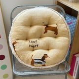 Ikeehome  winter new round milk fleece cartoon seat cushion cute office chair cushion balcony futon bay window cushion