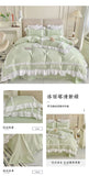 Elegant Lace Bedding Sets Luxury Bed Linen Korean Princess Style Washed Cotton Ruffle Duvet Cover Bed Sheet Pillowcases for Girl