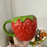 New ceramic cute strawberry cup ins style creative water cup milk mug household coffee cup breakfast