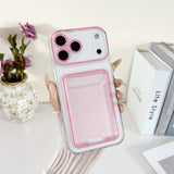 2 In 1 Clear PC Jelly Card Pack Phone Case For iPhone 17 Air 16 15 14 13 12 11 Plus Pro Max Insert Soft Full Frame Bumper Cover