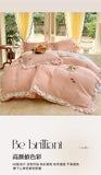 Korean Style Bedding Sets Four Piece Set With Lace Bed Flat Sheet Pillowcase Duvet Cover Set 200x230cm King Size Home Textiles
