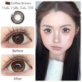 1 Pair(2pcs) Purple/Green/Brown/Black/Grey Comfortable Color Contact Lenses Without Irritation For Girls With Degree
