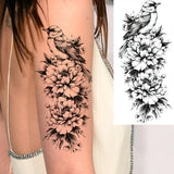 1 Sheet Realistic Flying Birds Flowers Temporary Tattoos For Women Girls Waterproof Long Lasting Fake Tattoo Sticker 3D Body Art