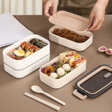 304 Stainless Steel Double Lunch Box with Cutlery 1400ML Portable Lunch Box Microwaveable Food Storage Box Thermo Bag Lunch Mug