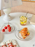 Transparent Glass Plate Simple Letter Dessert Plates Fashion Household Fruit Bread Glass Dish Nordic Kitchen Circular Flat Plate