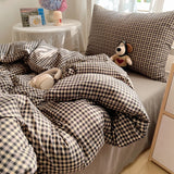 Bedding Set Double Layered Yarn INS Girls Mushroom Soft Washed Cotton Bed Sheet Queen King Size Duvet Set Pillowcase Bed Sheet