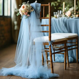 50-10pieces 200x75cm gauze Chair Back Veil Wedding Chair Sashes Wedding Chair Bows Covers Ribbon Party XMS Aisle Chair Decor