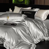 1000TC Egyptian Cotton Soft Silky Brocade Lace Champagne Luxury Bedding Set Duvet Cover Bed Sheet/Fitted Sheet Pillowcases 4Pcs