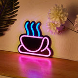 Chi-buy LED Neon Black back plate coffee mug USB Powered Neon Signs Night Light 3D Wall Art Bedroom Living Room Decor Lamp Signs