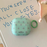 Mint Green Earphone Case For AirPods 1 2 3 4 Pro 2 Grey Polka Dot Pattern Simple Soft Silicone Protection Cover Cute Keychain