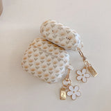 New Silicone Printing Full Screen Flower Metal Keychain Soft Earphone Protective Case For AirPods 1 2 3 4 Pro 2 Protection Cover