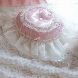 Round Romantic Decorative Pillow Ruffle Lace Design Princess Bedding Accessories Sweet Design