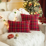 Christmas Plaid Cushion Cover Cotton Decorative Pillows for Sofa Bed Living Classic Green Red Throw Pillow Cover Home Decor Gift