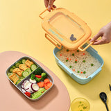 Portable Lunch Box, Lunch Container for Kids, Double Bento Box with Tableware, Microwaveable Food Storage Container