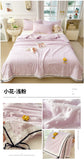 Summer Thin Quilt Ins Girl Bow Seersucker Washed Cotton Summer Quilt Single Dormitory Air Conditioner Blanket Machine Washable
